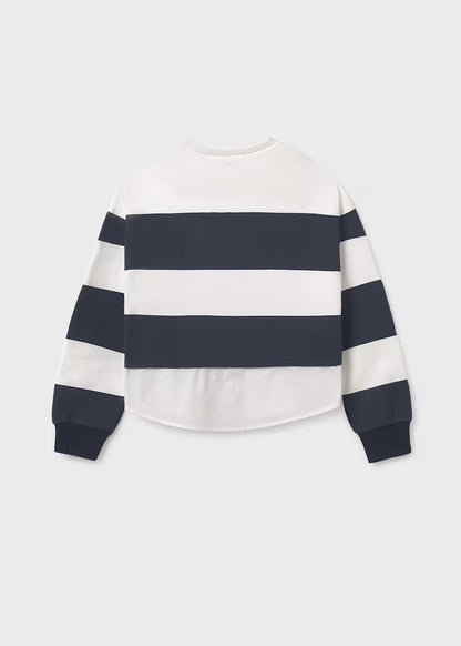 Sudadera bandas efecto camisa chica