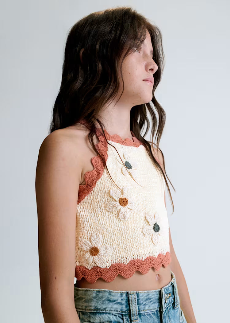 Top tricot flores chica