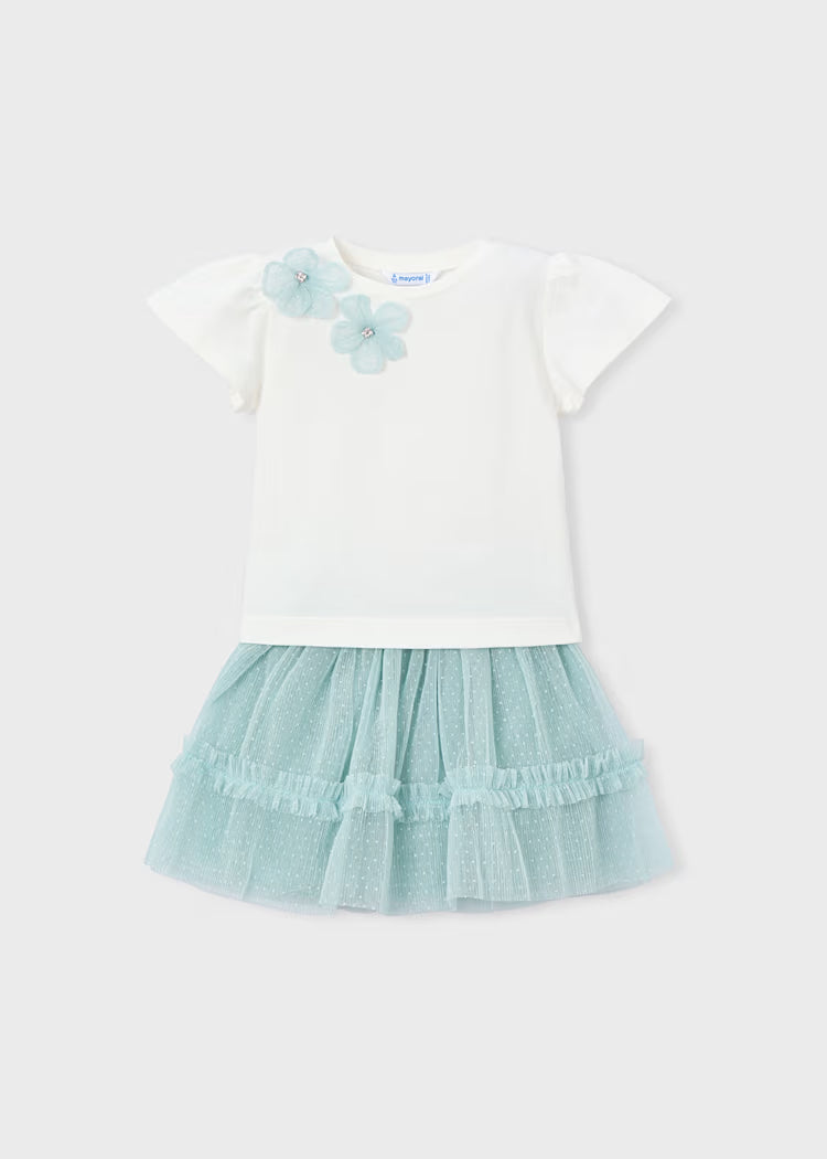 Conjunto de falda y camiseta de tul para niñas