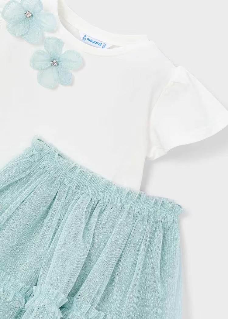 Conjunto de falda y camiseta de tul para niñas