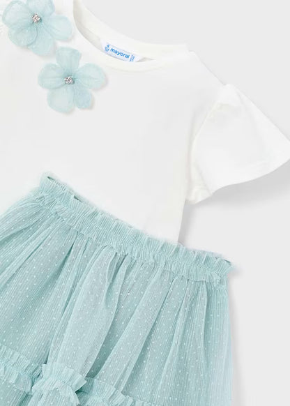 Conjunto de falda y camiseta de tul para niñas