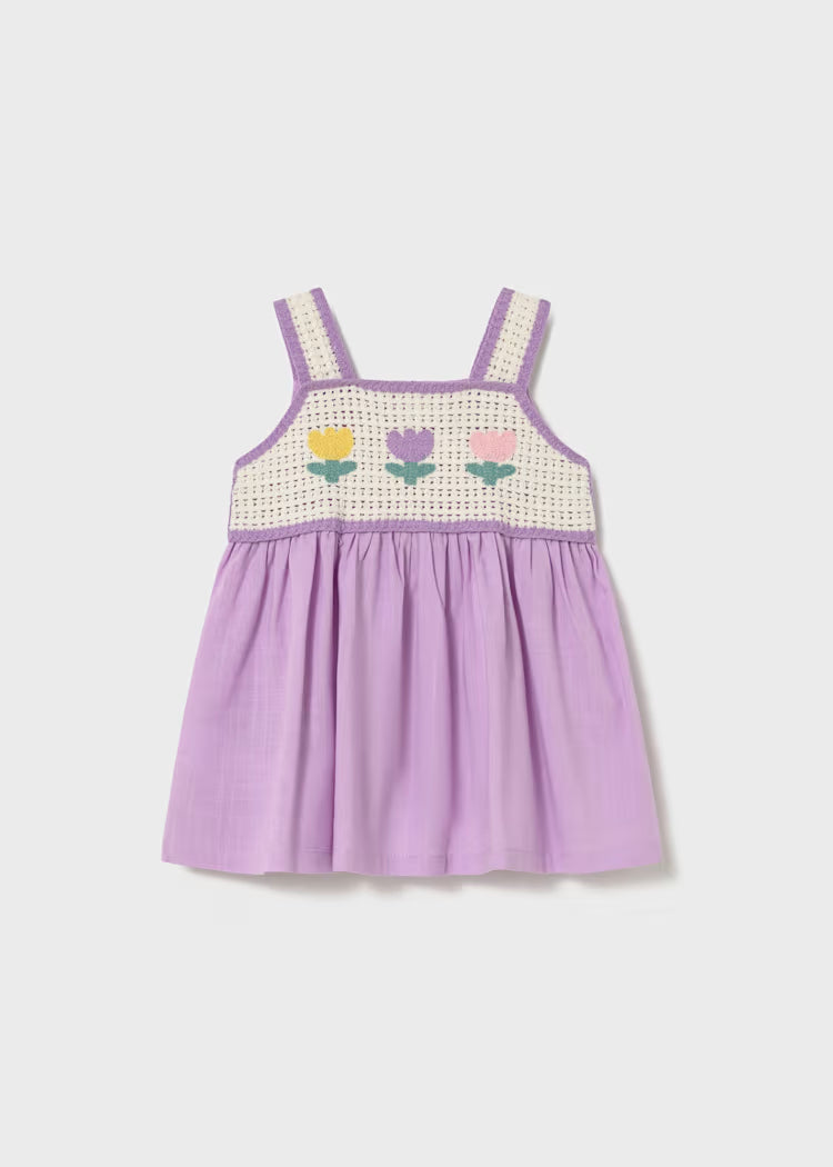 Vestido combinado crochet bebé