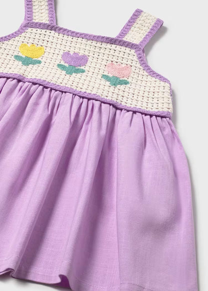 Vestido combinado crochet bebé