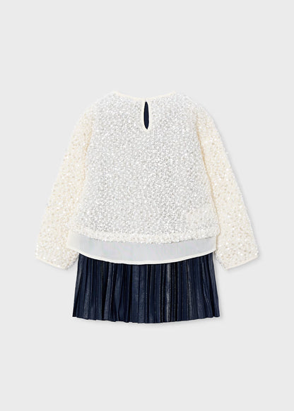 Vestido combinado lentejuelas niña