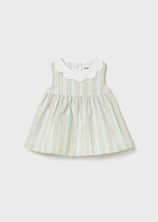 Vestido con lino rayas recién nacida
