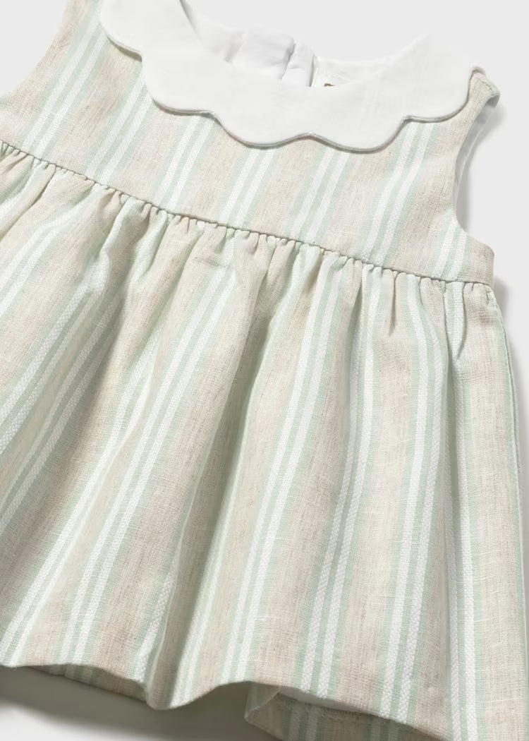 Vestido con lino rayas recién nacida