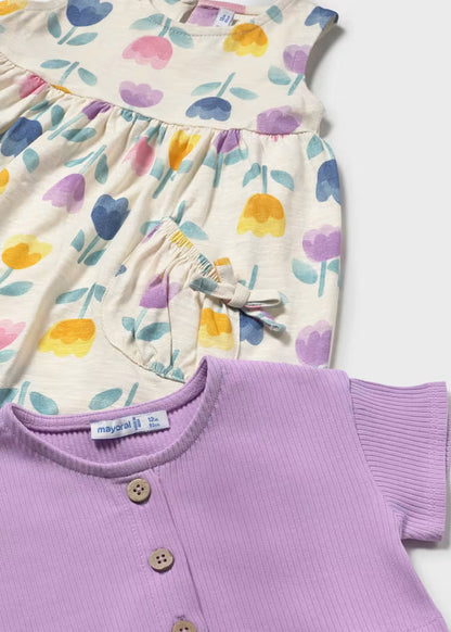 Vestido estampado con chaqueta bebé