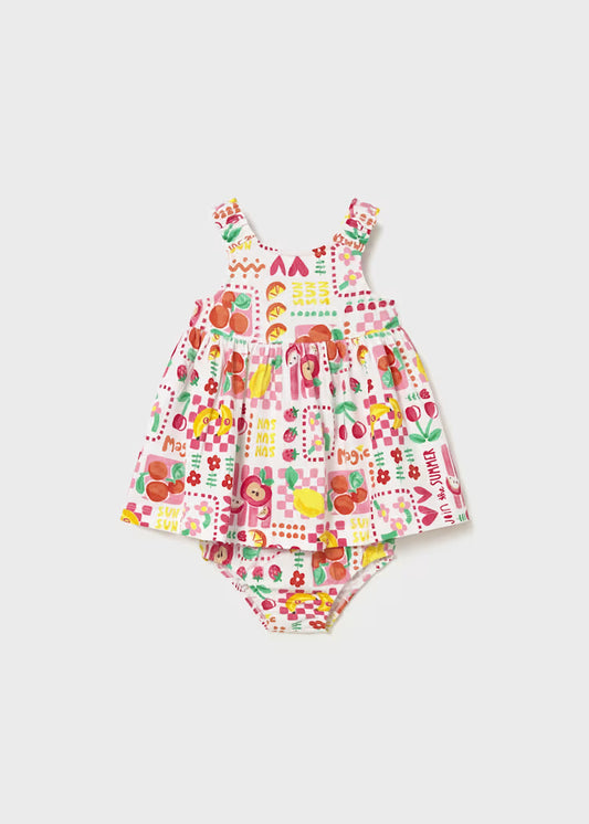 Vestido estampado con cubrepañal bebé