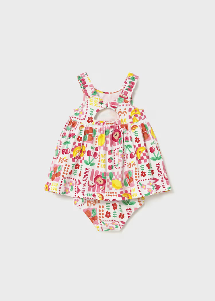 Vestido estampado con cubrepañal bebé