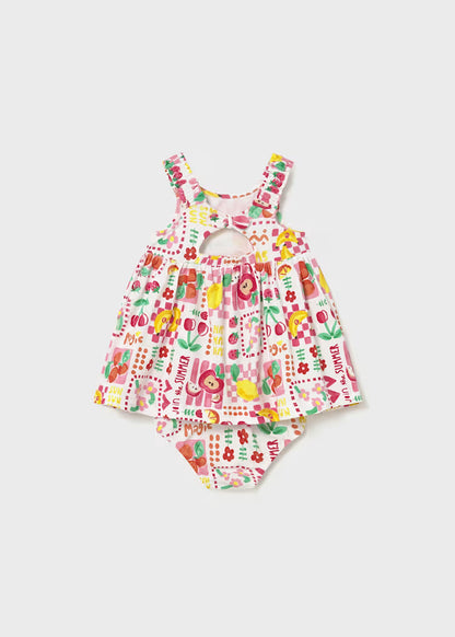 Vestido estampado con cubrepañal bebé