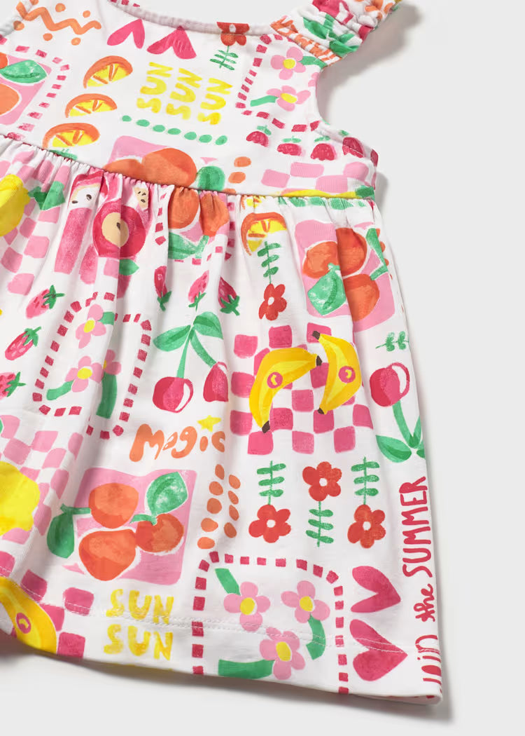 Vestido estampado con cubrepañal bebé