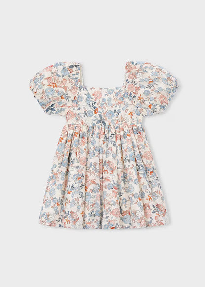 Vestido flores manga abullonada niña