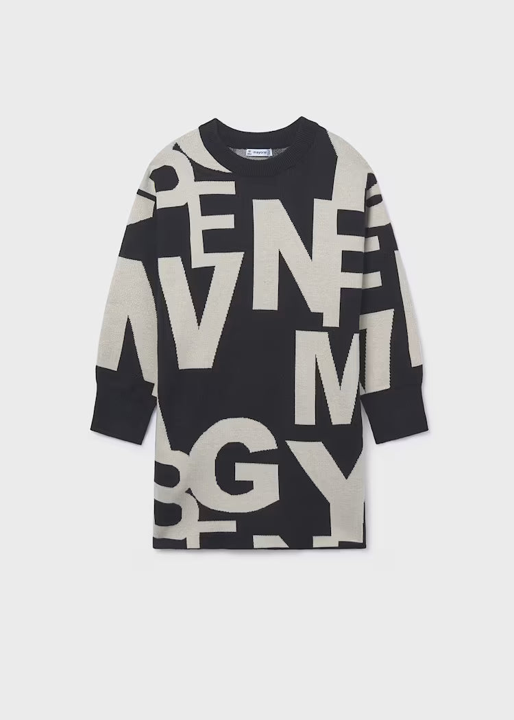 Vestido jacquard letras chica