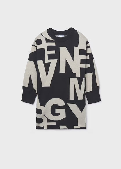 Vestido jacquard letras chica