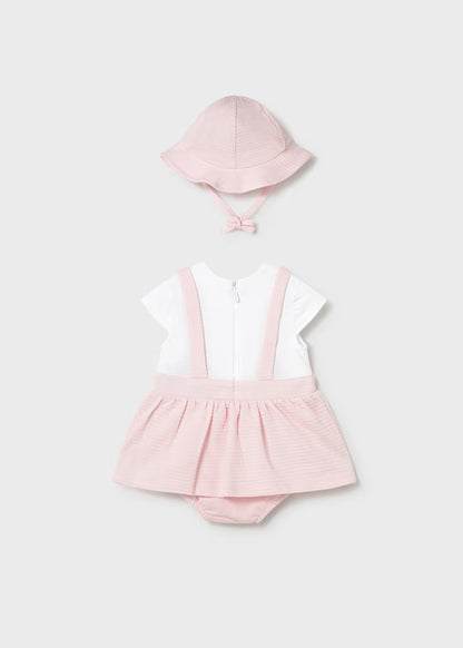 Vestido peto simulado con gorro recién nacida